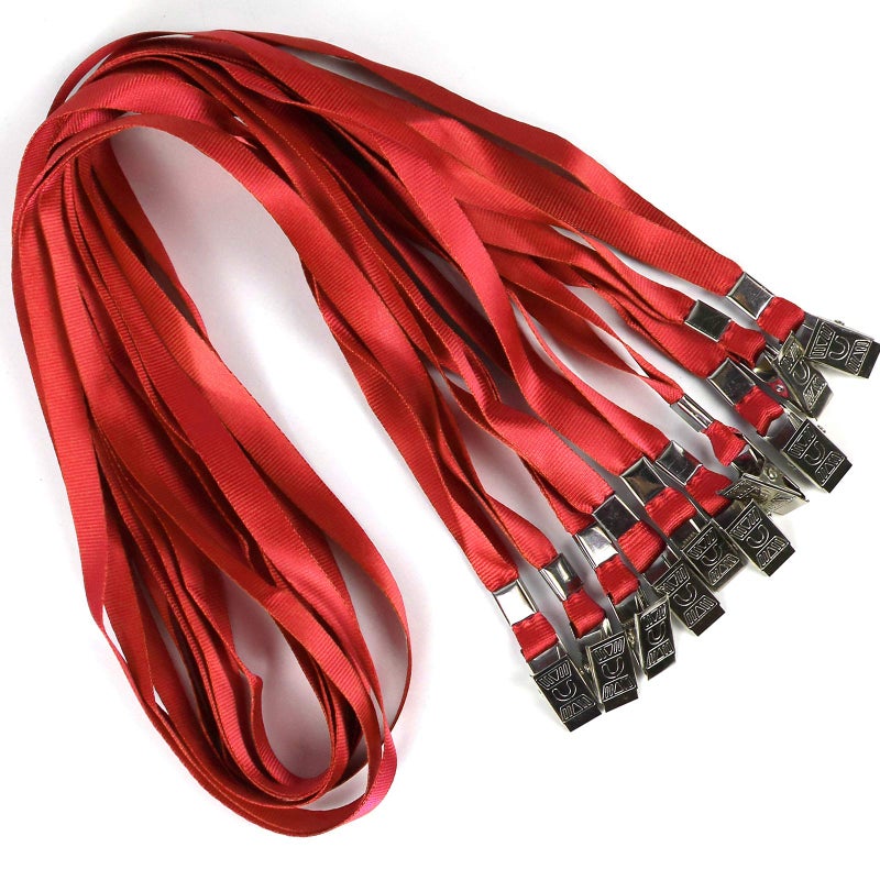 Bird Fiy Red Lanyards 100 Pack 34" Premium Lanyard Bulldog Clips Bulk Nylon Flat Lanyard with Badge Clip (Red, 100 Pack) - Image 1
